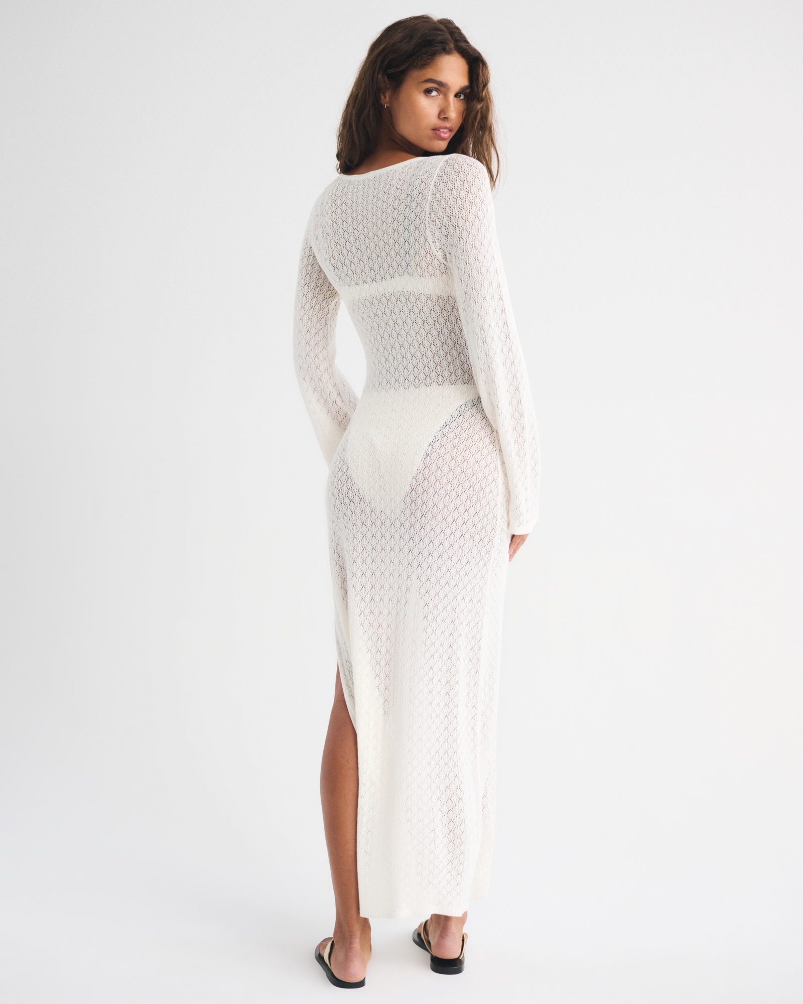 Crochet-Style Hardware Maxi Dress Coverup