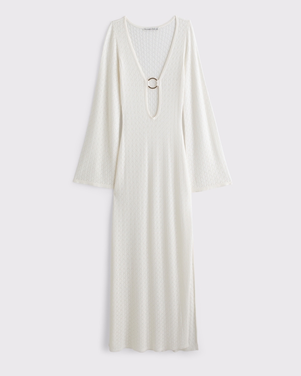 Crochet-Style Hardware Maxi Dress Coverup