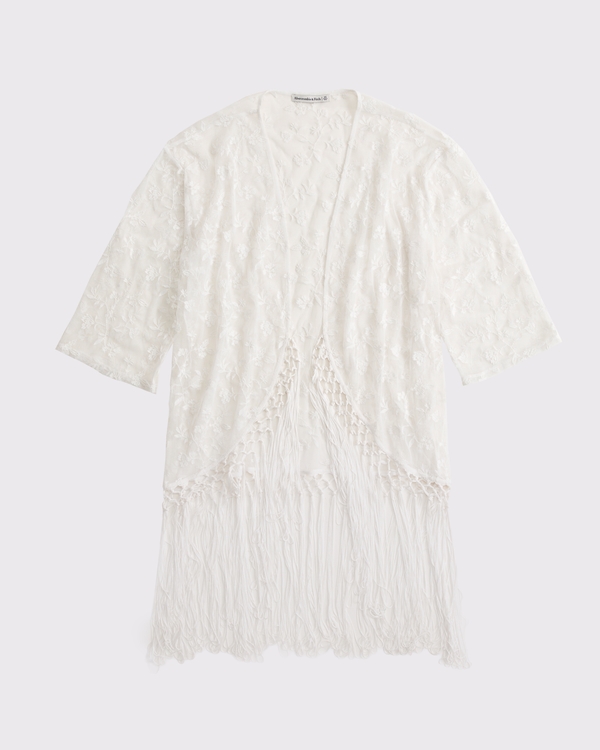 Non-Closure Fringe Coverup, Cream view 1