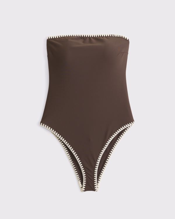 Curve Love A&F Marina One-Piece Swimsuit, Dark Brown view 1