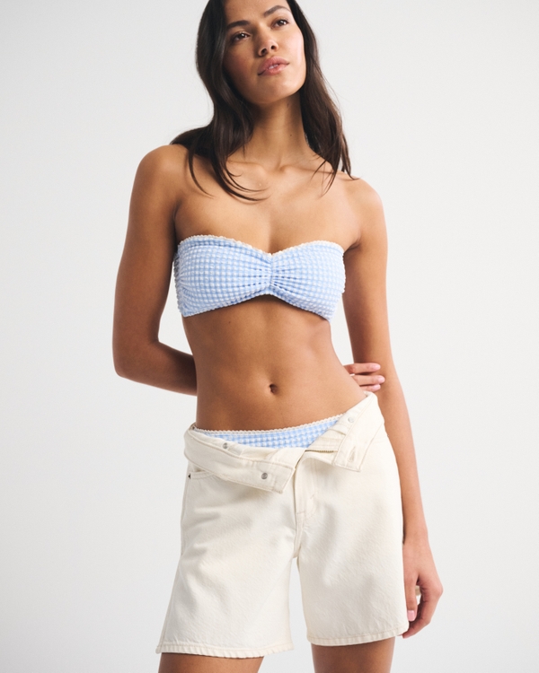 Bandeau Swim Top, Blue Gingham view 2