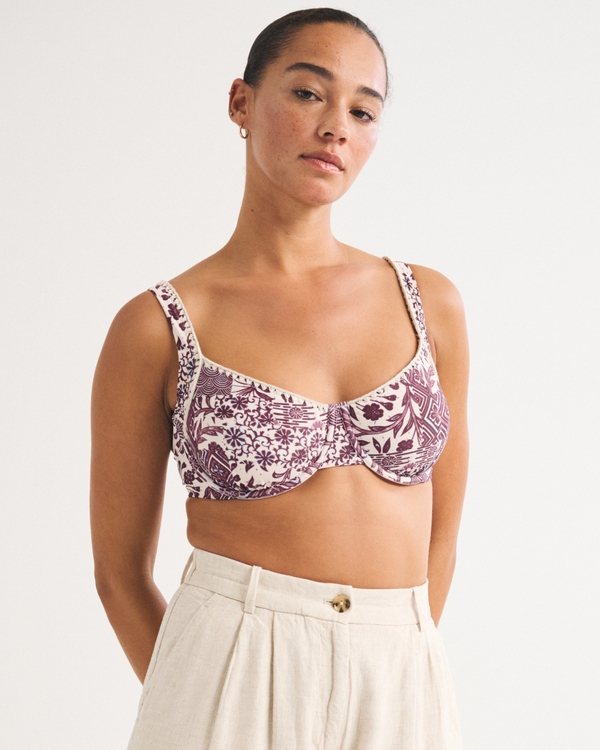 Top bikini Curve Love con ferretto e spalline ampie, Motivo Bordeaux view 2