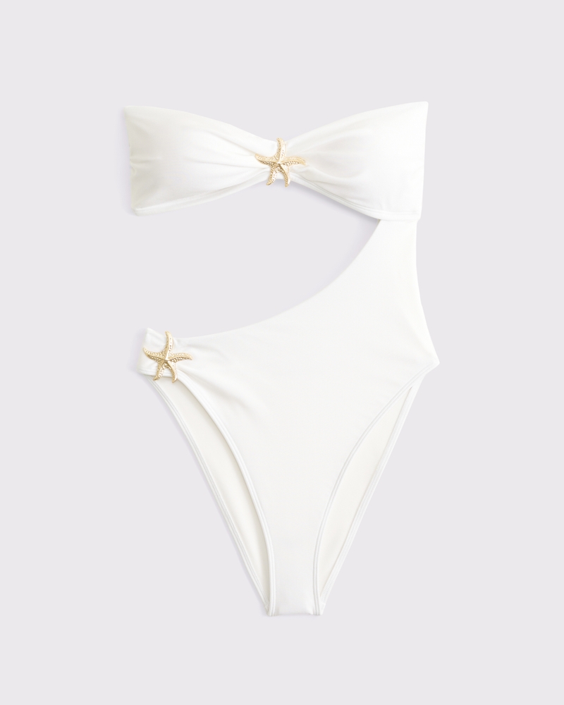 Lucky Starfish Swims ビキニ ホワイト Women's Starfish Bandeau One-Piece Swimsuit | Women's Swimwear