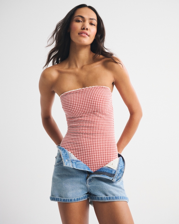 A&F Marina One-Piece Swimsuit, Red Gingham view 2