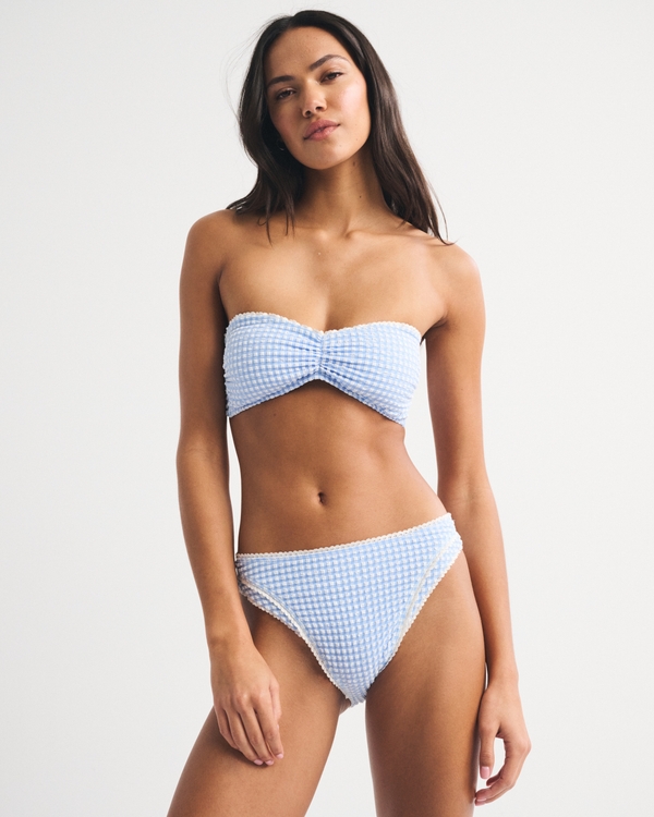 Mid Rise High-Leg Moderate Bottom, Blue Gingham view 1