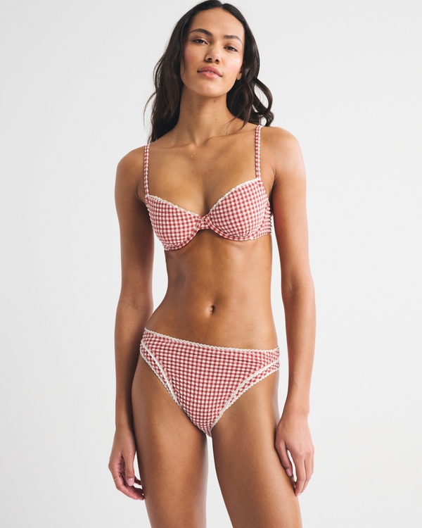 Mid Rise High-Leg Moderate Bottom, Red Gingham view 1