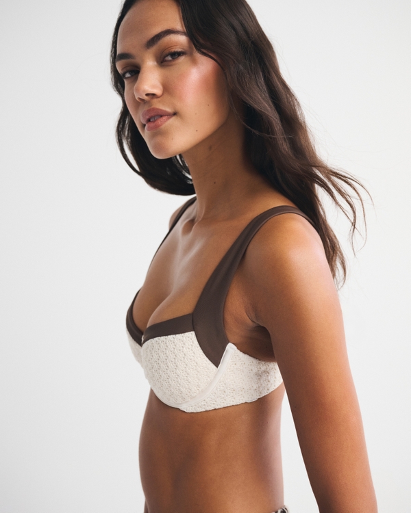 Crochet-Style Wide Strap Underwire Bikini Top