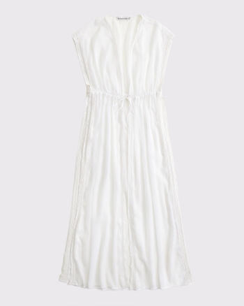 Tie-Front Lace-Trim Maxi Dress Coverup from Abercrombie & Fitch - $85