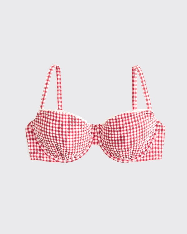 Curve Love Balconette Underwire Bikini Top, Red Gingham view 1