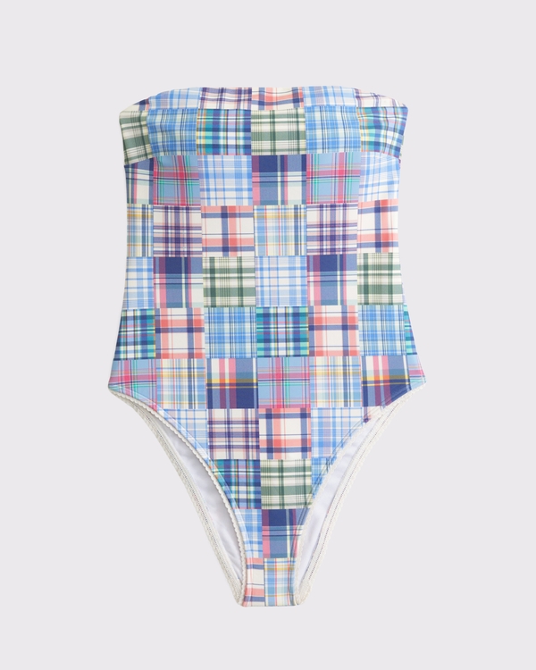 Curve Love A&F Marina One-Piece, Blue Plaid view 1