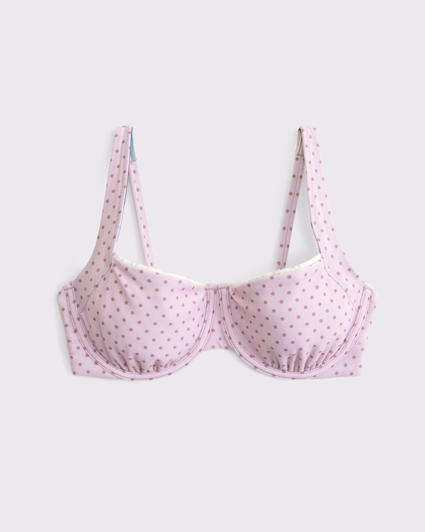 Reversible Curve Love Wide Strap Underwire Bikini Top, Light Pink Dot view 1