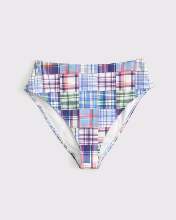 High-Waist Moderate Bottom, Blue Plaid view 1