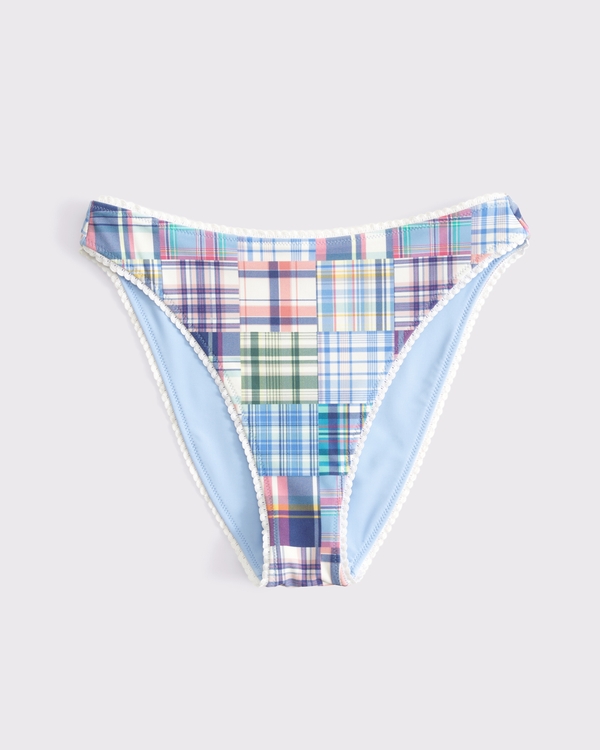 Reversible Mid Rise High-Leg Moderate Bottom, Blue Plaid view 1