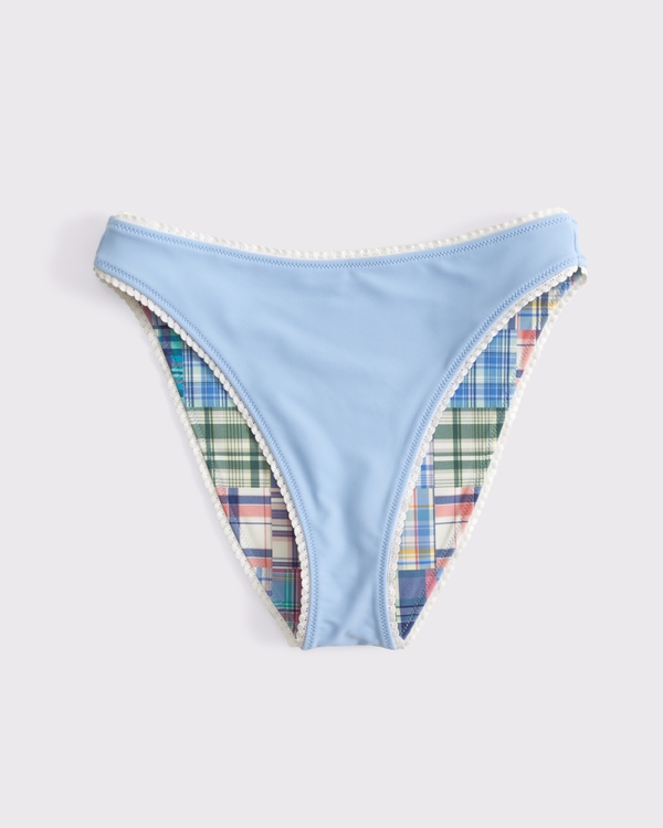Reversible Mid Rise High-Leg Moderate Bottom, Blue Plaid view 2