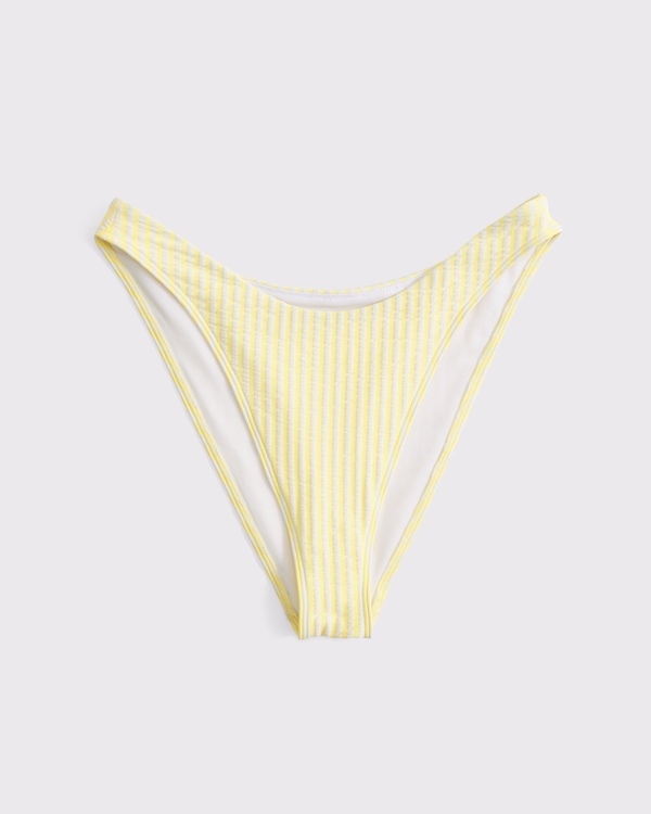 Ultra High Leg Cheeky Bikini Bottom, Yellow Stripe view 1