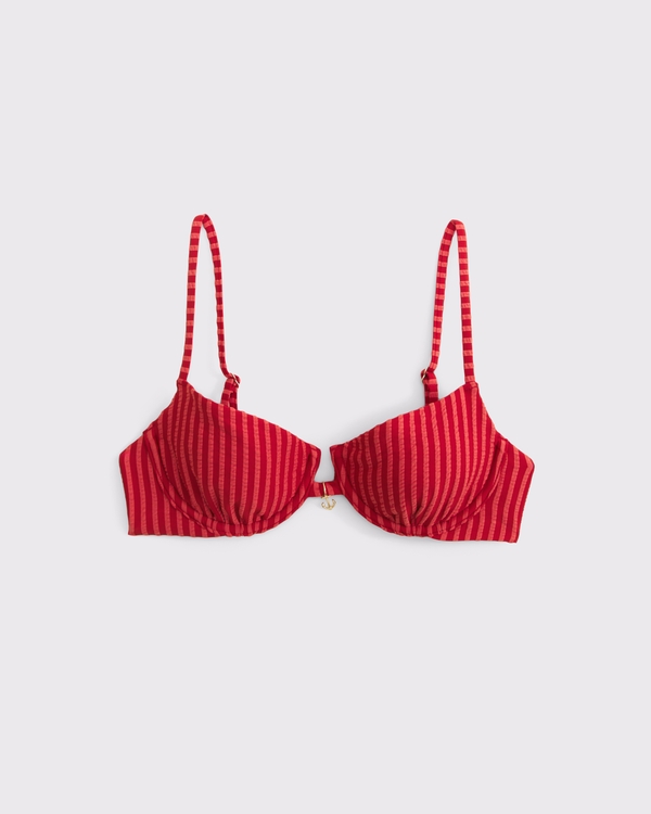 Seersucker Balconette Underwire Bikini Top, Fiery Red Stripe view 1