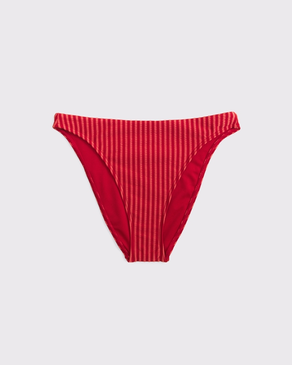 Seersucker Mid Rise High-Leg Moderate Bottom, Fiery Red Stripe view 1