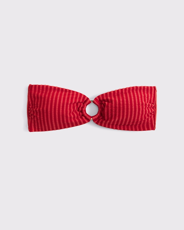 Seersucker Bandeau Bikini Top, Fiery Red view 1