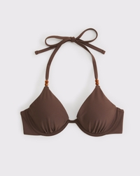 Beaded Halter Triangle Underwire Bikini Top