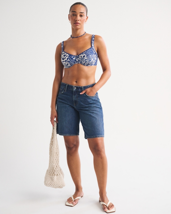 Curve Love Wide Strap Underwire Bikini Top, Blue Pattern view 2