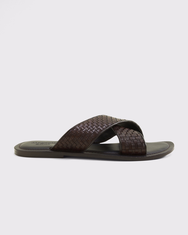Woven Leather Sandal, Brown view 1