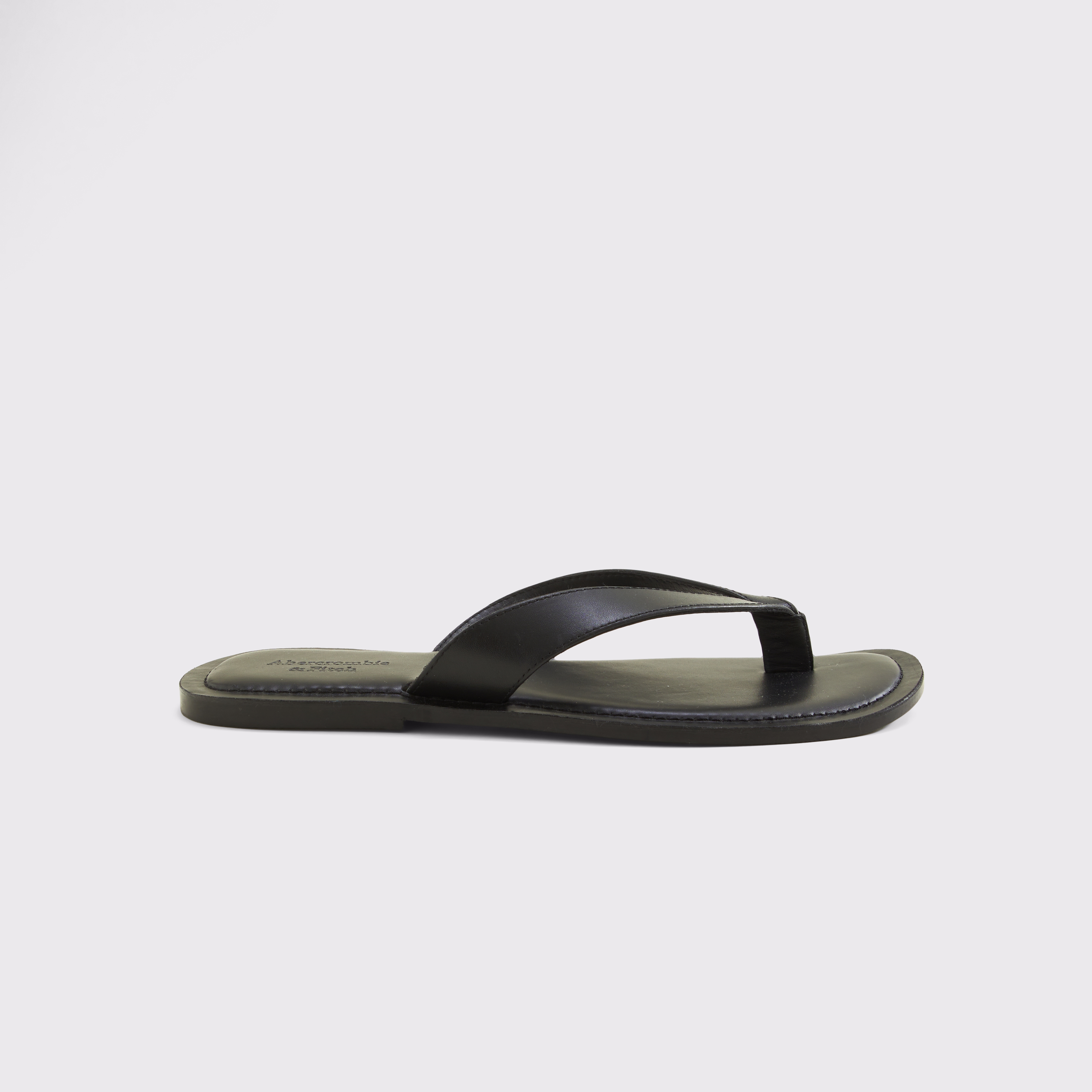 Мужские сандалии Abercrombie & Fitch Leather Flip Flop, цвет: Чёрный — фото 1