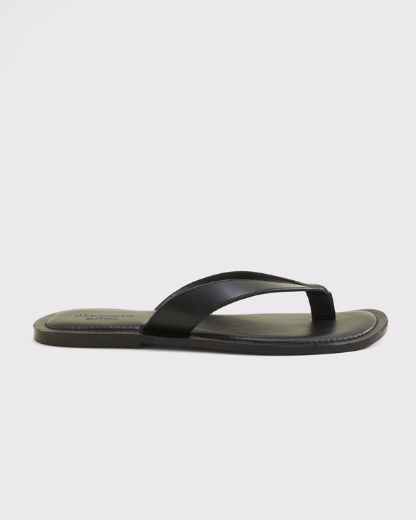 Leather Flip Flop, Black view 1