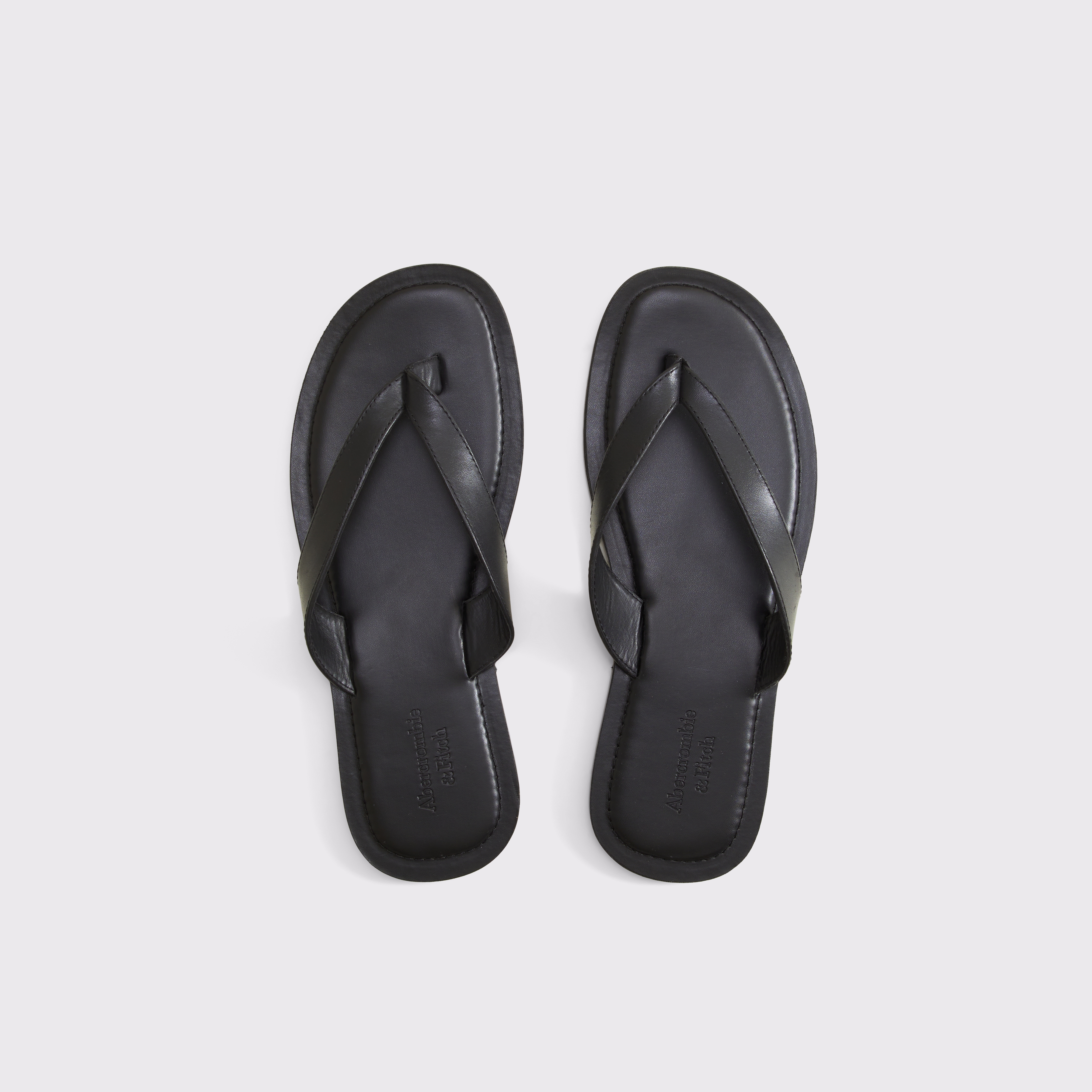 Мужские сандалии Abercrombie & Fitch Leather Flip Flop, цвет: Чёрный — фото 2