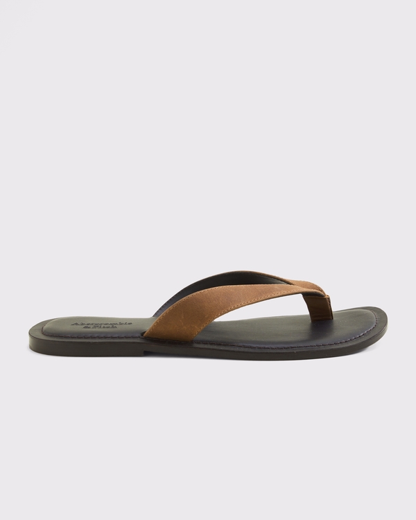 Leather Flip Flop, Tan view 1