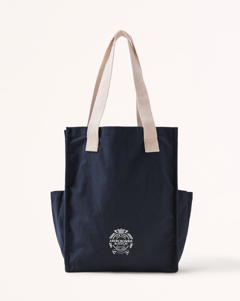 Logo-strap Canvas Tote Bag In Blue