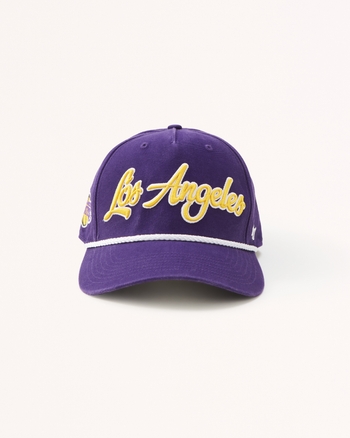 Mitchell & Ness Satin Los Angeles Lakers Snapback Hat in Purple