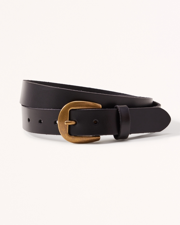 Skinny Belt, Black Leather, Men's Belts