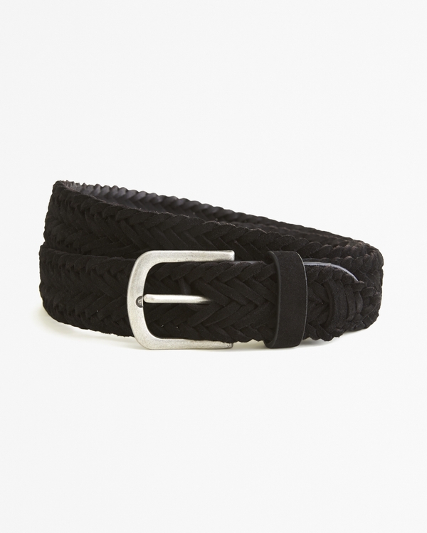 Braided Suede Belt, Black