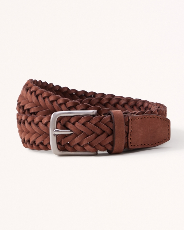 Braided Leather Belt, Brown