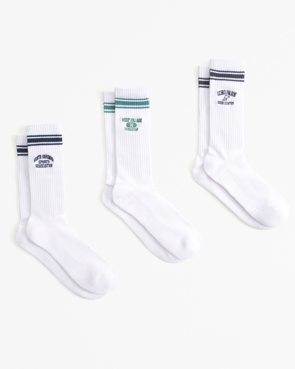 3-Pack Athletic Crew Socks, White