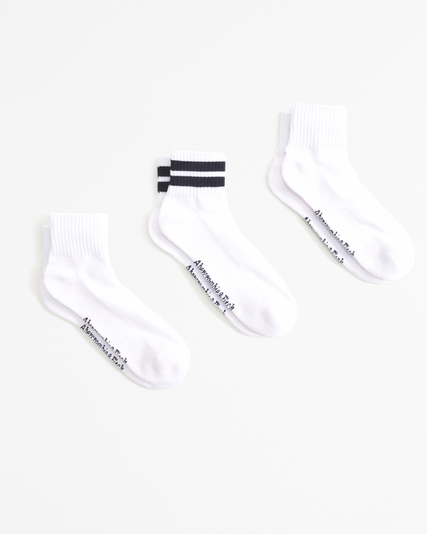 3-Pack Quarter Socks, White