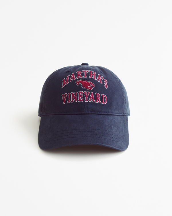 Embroidered Graphic Baseball Hat, Navy Blue