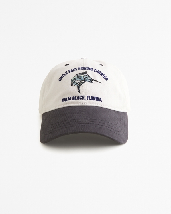 Embroidered Graphic Baseball Hat, Dark Blue