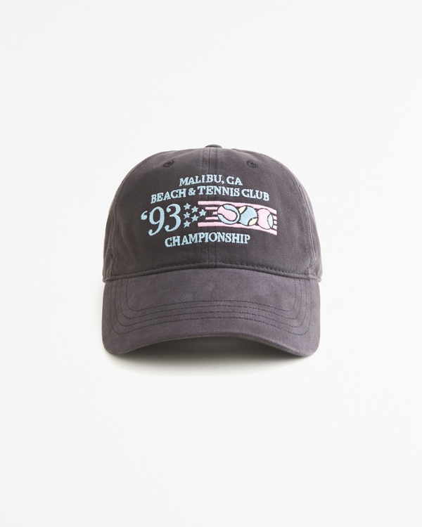 Embroidered Graphic Baseball Hat, Dark Grey