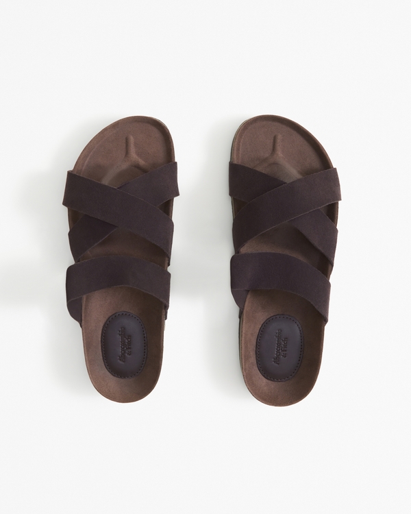 Cross-Strap Cork Sandals, Dark Brown