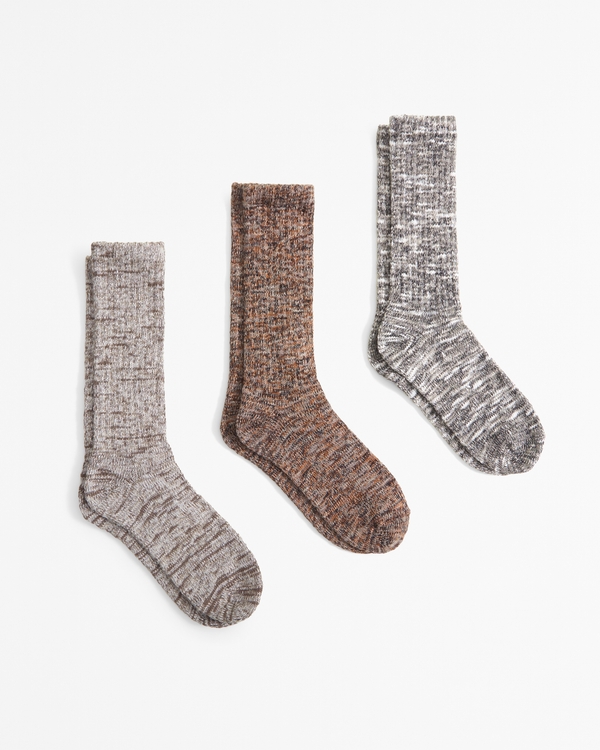 3-Pack Mule Socks, Brown Multicolor