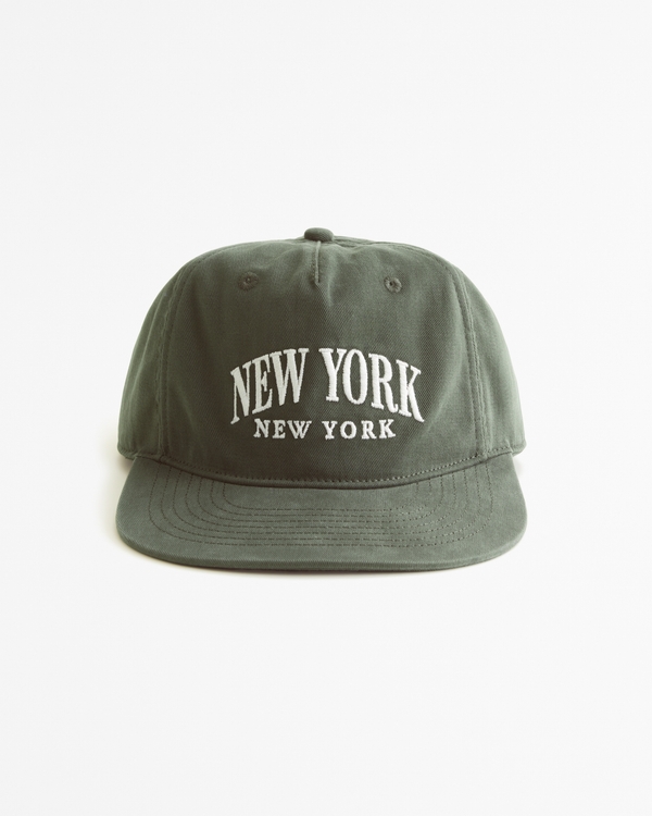 New York Graphic Flat Bill Hat, Green