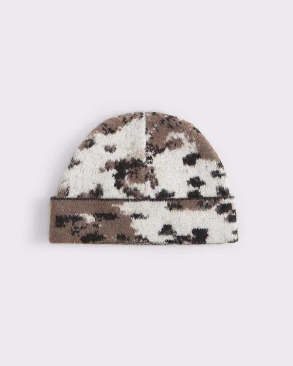 Short Beanie, Brown Pattern view 1