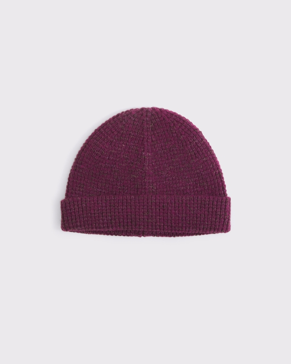 Short Beanie, Deep Plum view 1