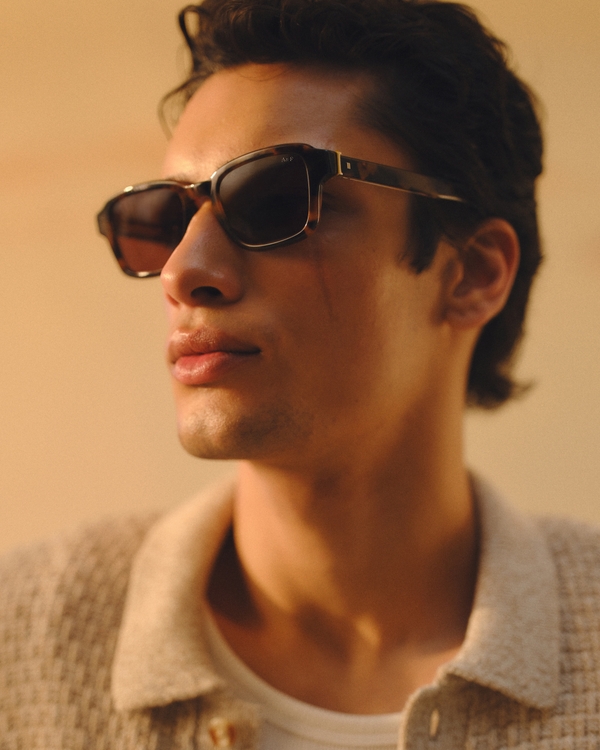 Square Sunglasses, Tortoise Shell Frame & Brown Lens view 2