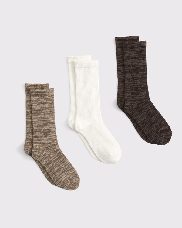 3-Pack Camp Socks, Brown Multipack view 1