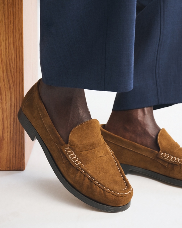 Suede Loafers, Brown view 2