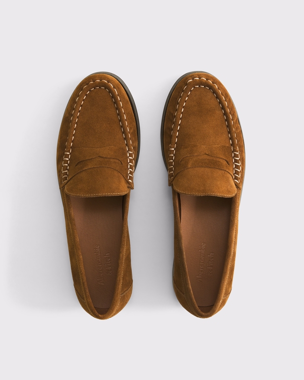 Suede Loafers, Brown view 1