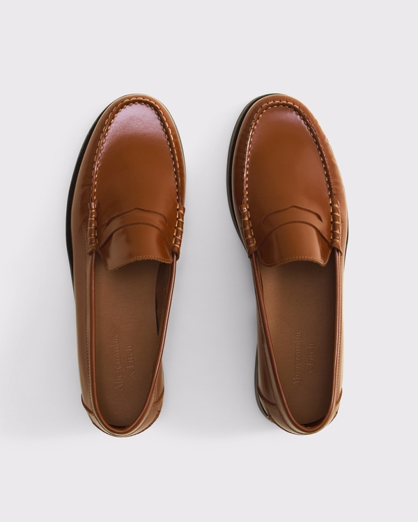 Leather Loafers, Light Brown view 1