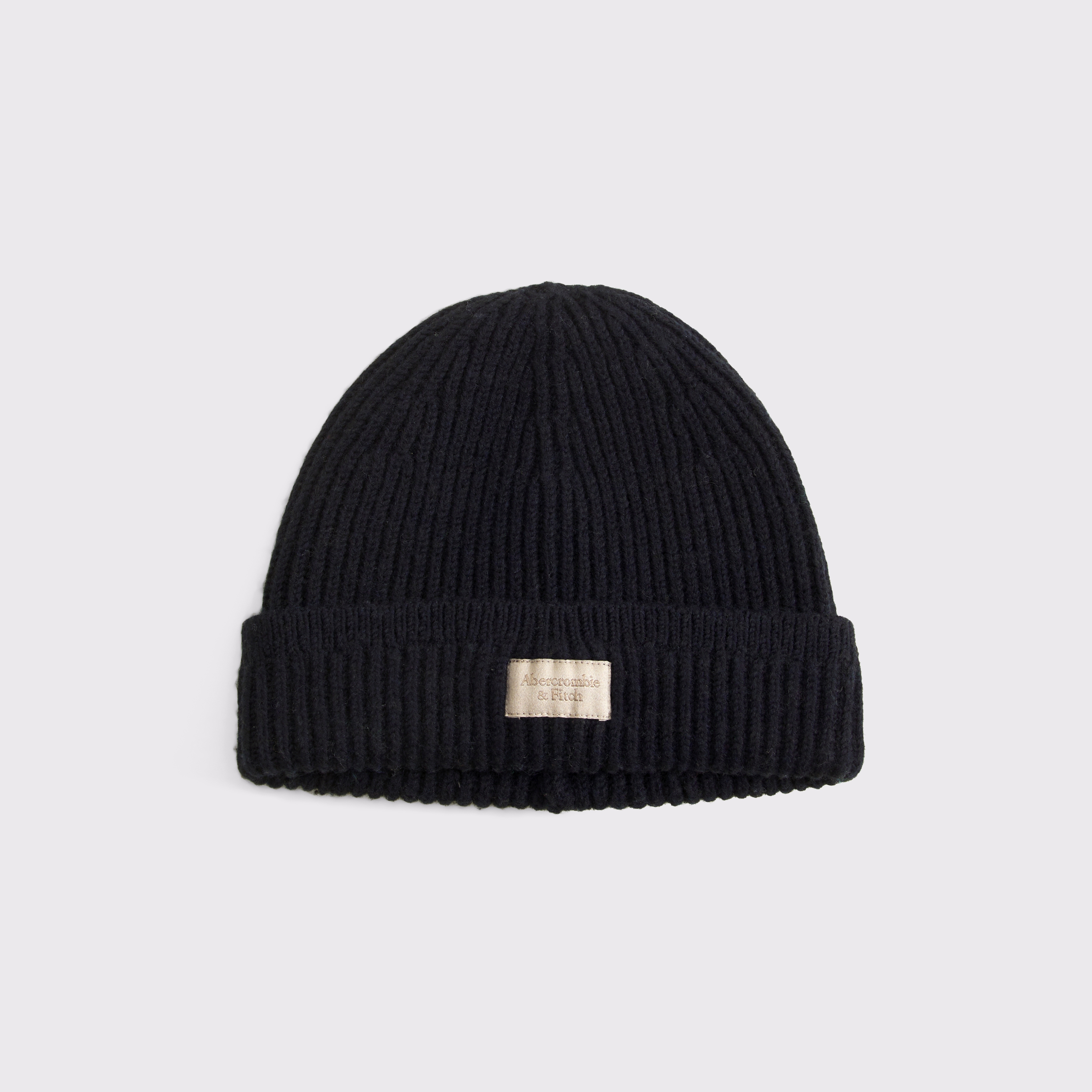 Мужская шапка Abercrombie & Fitch Essential Rib Beanie, цвет: Чёрный — фото 1